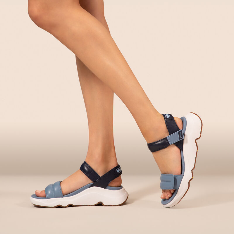 blue water friendly sport sandal on foot 